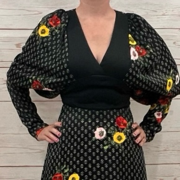 Vintage 60’s 70’s Retro Puffy Long Sleeve Floral Daisy Maxi Dress - Picture 4 of 7